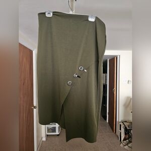 Olive Green Asymmetrical Skirt